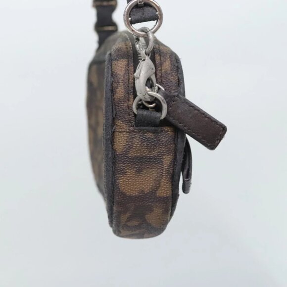 Christian Dior Trotter Canvas Trotter Romantic Pouch PVC Brown Silver Auth 93042 - Picture 4 of 15